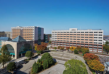 成田キャンパス全体の外観画像：空から